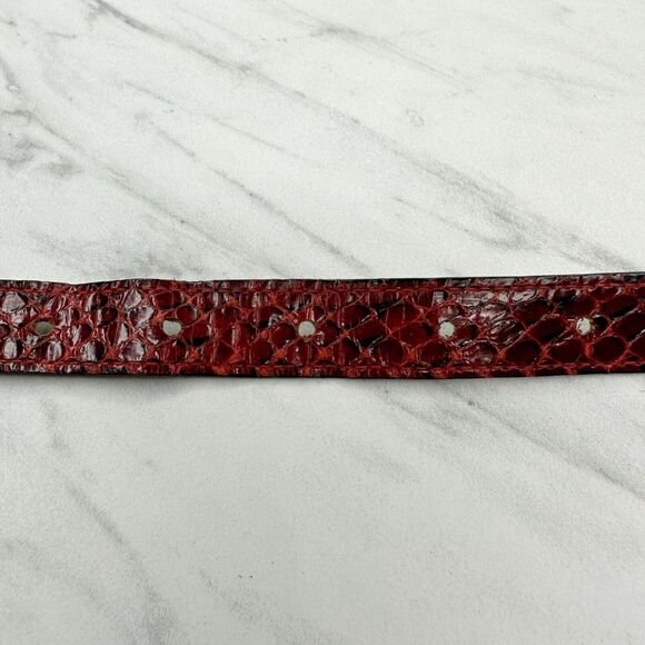 Vintage Damask Accessories NY Red Snake Skin Jeweled Belt Size S main image 2